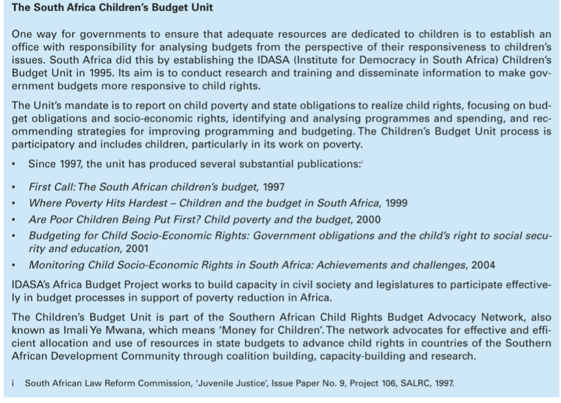 South Africa Childrens budget