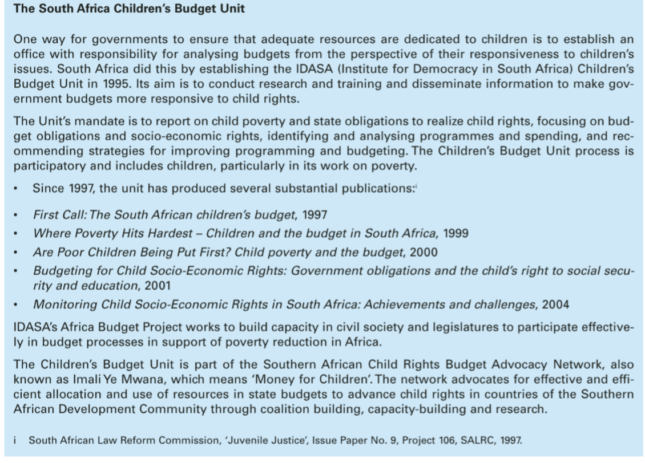 South Africa Childrens budget